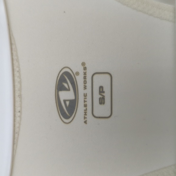 Yellow white athletic top with built in sport bra - Picture 3 of 8